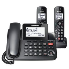 Panasonic KX-TGF852B Corded Cordless Phone Answering System 2 Handsets Black US