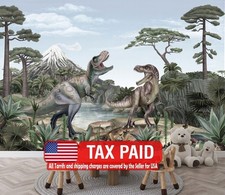 Dinosaur Jungle Mural | Kids Wallpaper Mural Removeable Washable Peel & Stick
