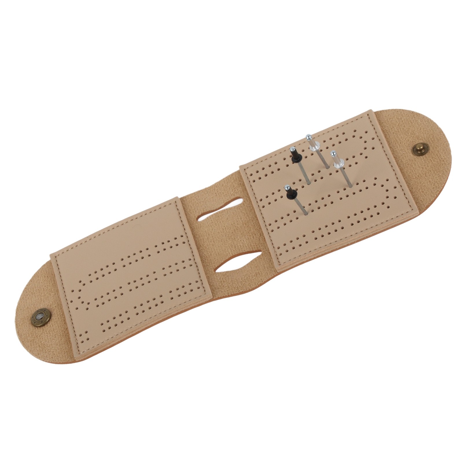 Leather Cribbage Board Game Set Lightweight Brown For Family Fun Premium