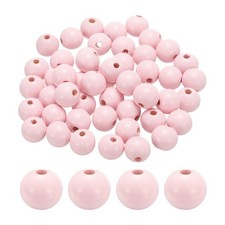 50pcs 20mm Light Pink Round Wood Beads 3.3mm Large Hole for Jewelry Making