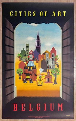c.1951 Belgium Cities of Art by Louis Schell Belgian Travel