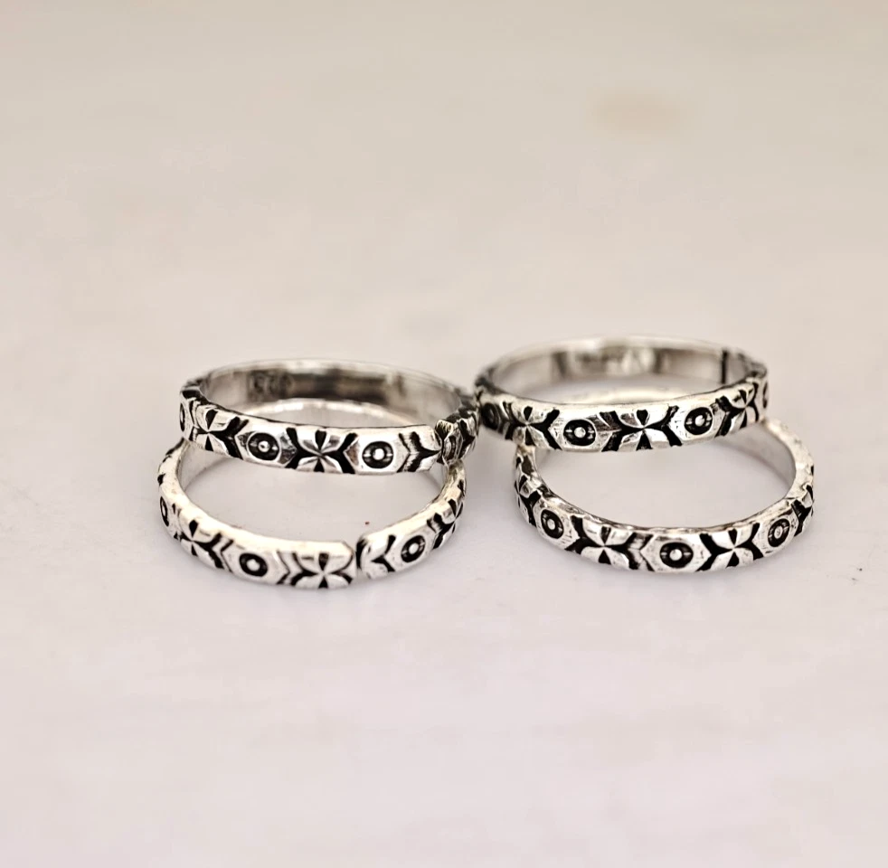 925 Sterling Silber Geometrischer Zehenring Verstellbar Boho Oxidiert Fußschmuck