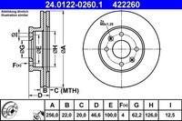 2X Bremsscheibe ATE 24.0122-0260.1 FüR KIA Hyundai RIO Accent JB PB PBT MC I20 1