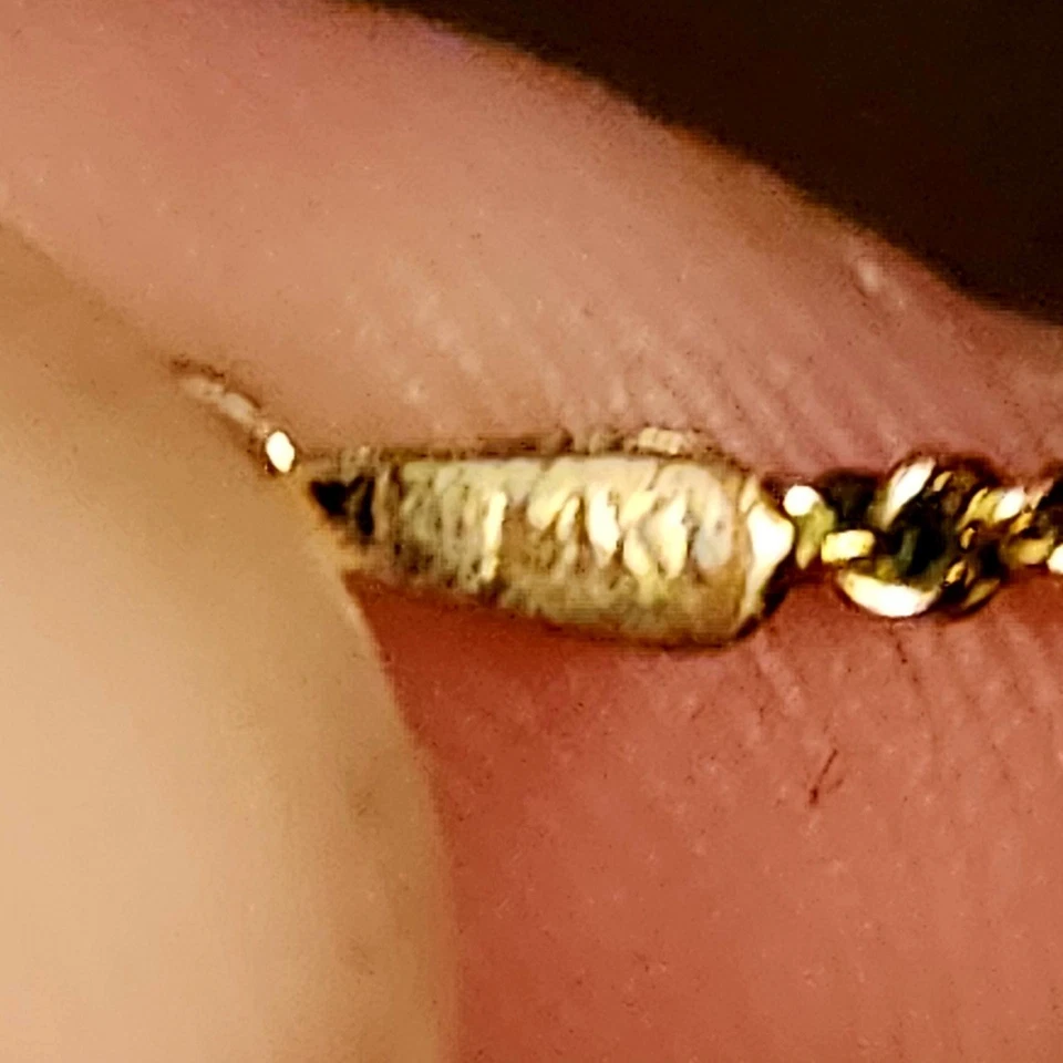 Collar cuerda 1g 24K lingote 14K marco 14K 16 pulgadas. Collar de cadena de oro amarillo de 14K Foto 3 de 4