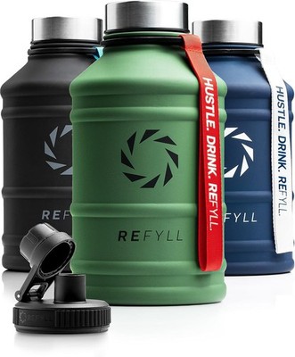 REFYLL Edelstahl Trinkflasche Hero 2L Fitness Sport,Gym,WaterJug BPA frei robust