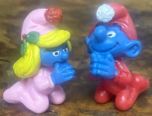 Couple De Schtroumpfs Schleich - Réf 51910 & 51911 - Prieur, TBE, Fabriqué Au Portugal