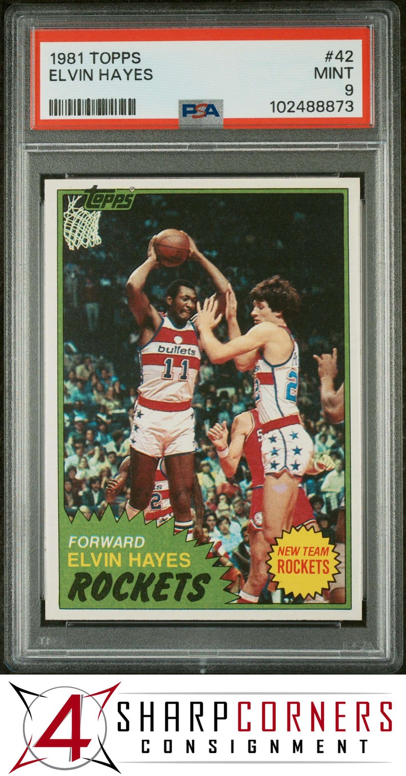 1981 TOPPS #42 ELVIN HAYES ROCKETS HOF PSA 9