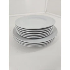 Simple Dining White Ceramic 10 pc Lot – 6 Salad Plates 6" + 4 Plates 8"