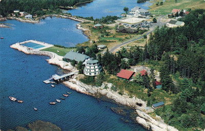Sebasco Lodge & Cottages Aerial View - Sebasco Estates Maine ME - Postcard