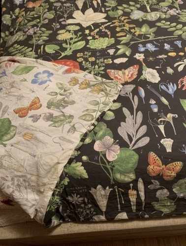 Pottery Barn Poppy Floral Duvet Cover Black King 2 Standard Shams Reversible 3pc