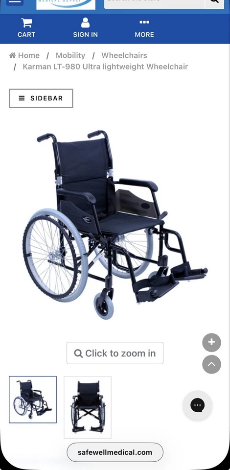 Silla de ruedas ultraligera Karman LT-980 24 libras, plateada Foto 2 de 2