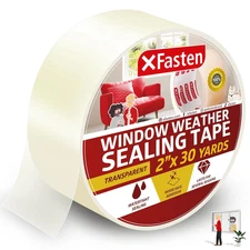 Xfasten Transparent Window Weather Sealing Tape, 2-Inch X 30 Yards (50.8Mm X 27.