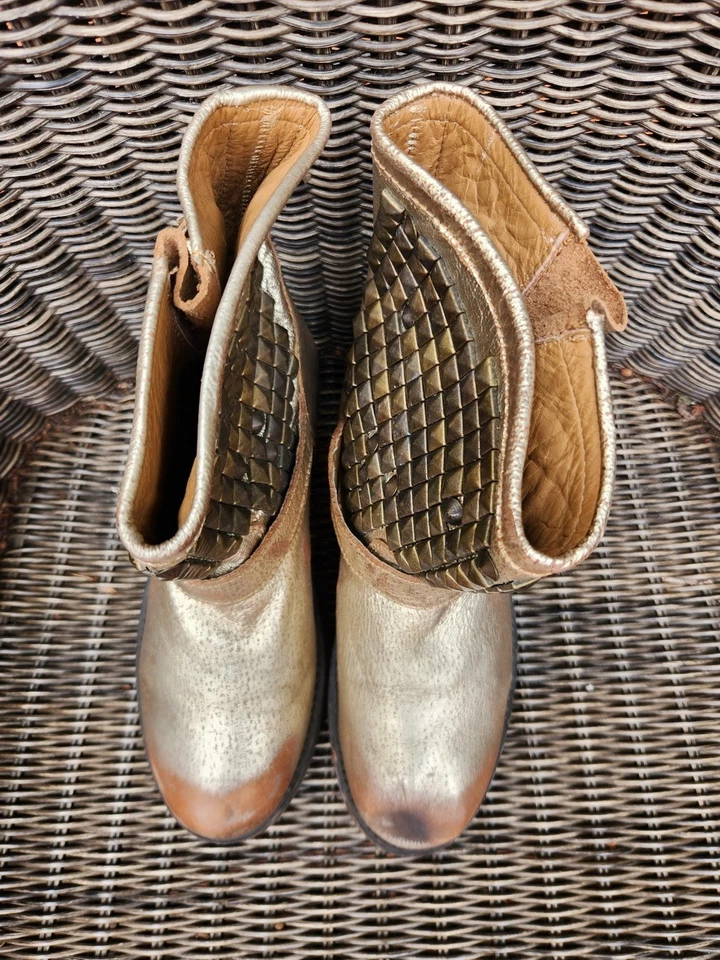 (F075 911) Bottes/bottines biker ASH à clous – coloris bronze doré – T. 39 - Photo 4/4