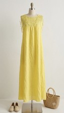 Tripulo Canary Yellow Intricate Crochet Neck Detail Sleeveless Maxi Dress, S