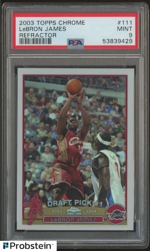 2003-04 Topps Chrome Refractor #111 LeBron James Cavaliers RC Rookie PSA 9 MINT