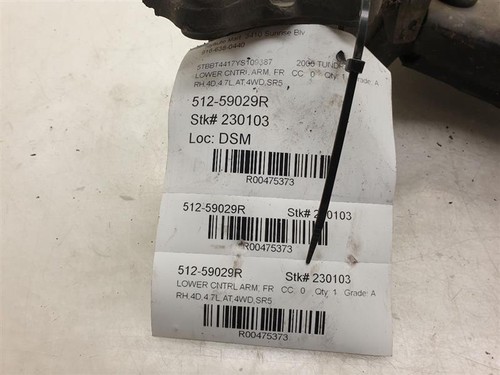 00-03 TOYOTA TUNDRA SR5 PASSENGER SIDE FRONT LOWER CONTROL ARM ASSEMBLY - Picture 11 of 12