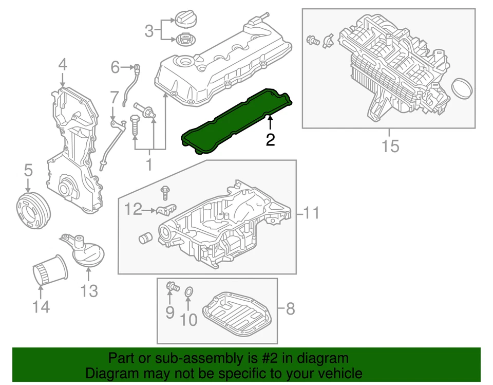 正品日产 Rogue 2.5 发动机阀盖垫片 - 全新原始设备制造商 — 第 3/4 张图片
