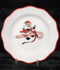 4 Assorted TIPSY SANTA Appetizer Plates 6.25" Ceramic Christmas Martini Cheers