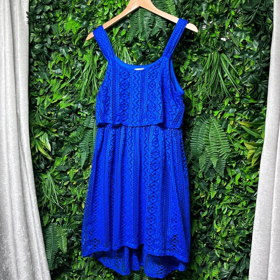 Emily West 连衣裙女孩蓝色钩针编织叠层分层尺寸 16.5 无袖 3173 — 第 2/4 张图片