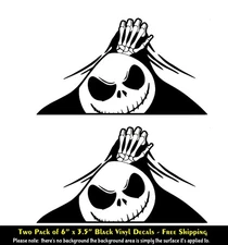 Jack Skeleton Peeking Nightmare Before Christmas Two PK 6" Vinyl Decals Vehicles