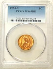 1954-S Lincoln Wheat Cent PCGS MS65RD Bright Red Luster looks MS66 #R346N