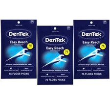 3 Pack - DenTek Complete Clean Mouthwash Blast Angled Floss Picks 75 Each