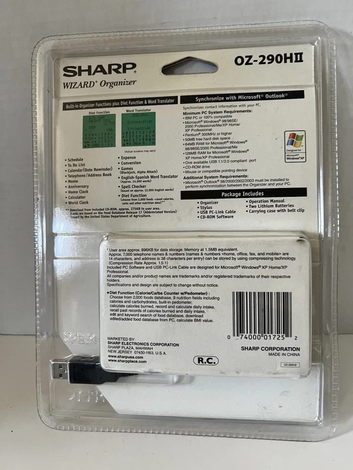 Sharp OZ-290HII 1.5MB USB Touch Screen Wizard Organizer New in Sealed Package - Image 4 of 4