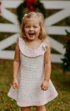 Janie and Jack SZ 5 Sleeveless A-Line Pastel Tweed Lined Dress Easter Spring