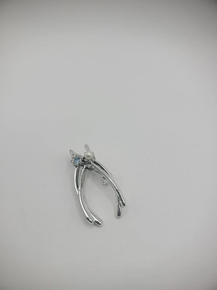 Broche prendedor vintage hueso deseo tono plata púrpura cristal blanco cuentas joyería Foto 3 de 4