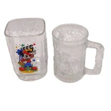 Vintage McDonald s Robin Batman Mug 1995 & Mickey Mouse Glass 2000 Clear Glass
