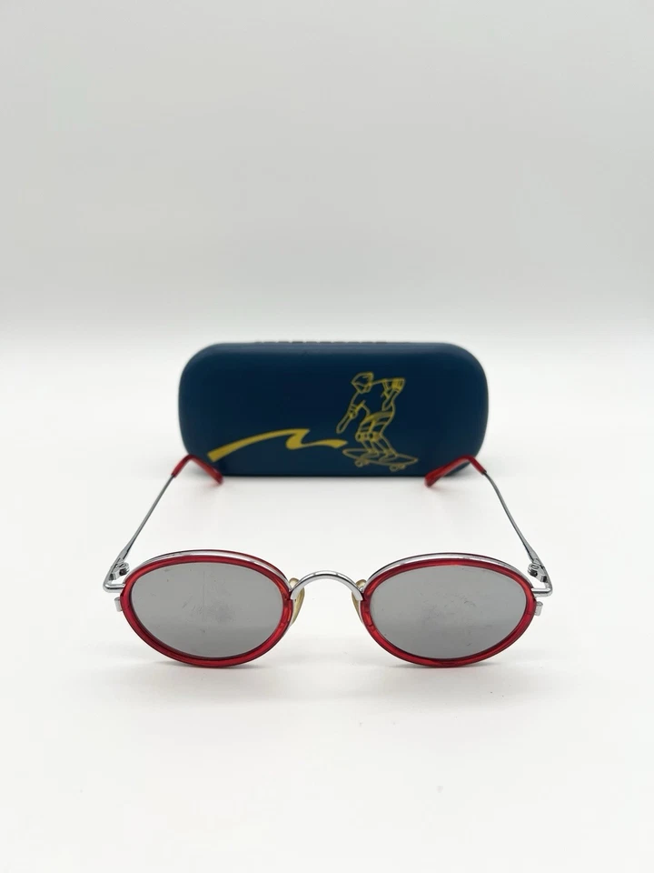 Gafas de sol de skate rojas vintage años 90 estuche rígido gráfico espejado punk grunge Foto 4 de 4