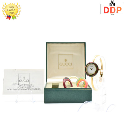 [Ausgezeichnet + 4 mit Papier] Gucci Change Bezel 11/12.2 Damenuhr Gold 12...