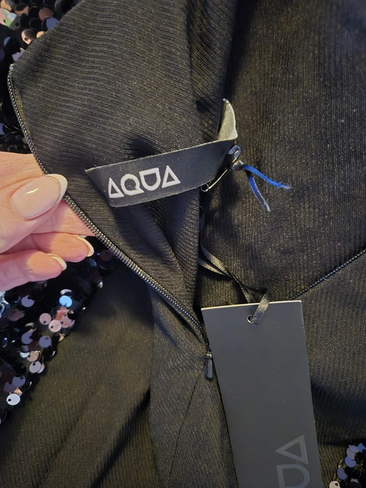 Aqua  Showstopper  Black Silver Sequin  Party Dress Size 8/10 New With Tags - Image 4 of 4