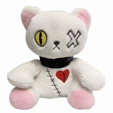 NEW Toy Plush Cat Kitten 9  Zombie Gothic White Stuffed Halloween