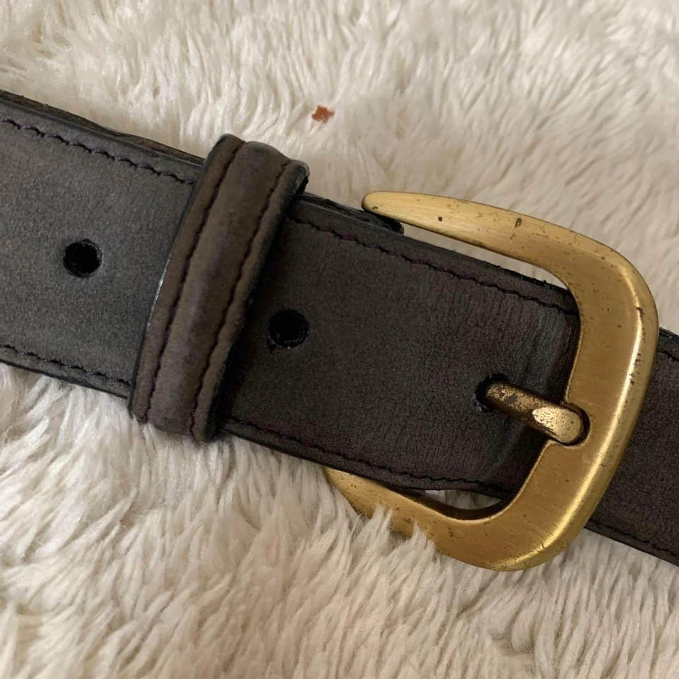 Ferragamo Cinturón Gamuza con Doble Gancini Herrajes Dorado Negro Foto 4 de 4