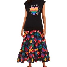 Farm Rio Heart is My North Black T-shirt Oversized Maxi Dress Size Small