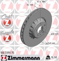 2X Bremsscheibe Formula Z Zimmermann 100.3391.75 FüR Audi A6 Allroad C8 4AH TDI