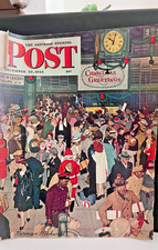 1944 Saturday Evening Post  December 23 - Rockwell- Train original Mag.