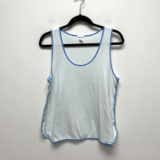 Lake Pajamas Tank Womens Light Blue Striped Contrasting Trim Lounge Top Medium