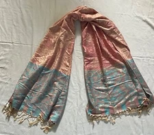 Pashmina Rectangle Scarf Wrap Shawl Rose Peach Turquoise Blue 28 X 66”