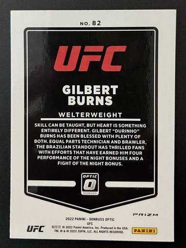2022 Panini Donruss Optic UFC No. 82 PHOTON PRIZM Gilbert Burns  - Bild 2 von 4