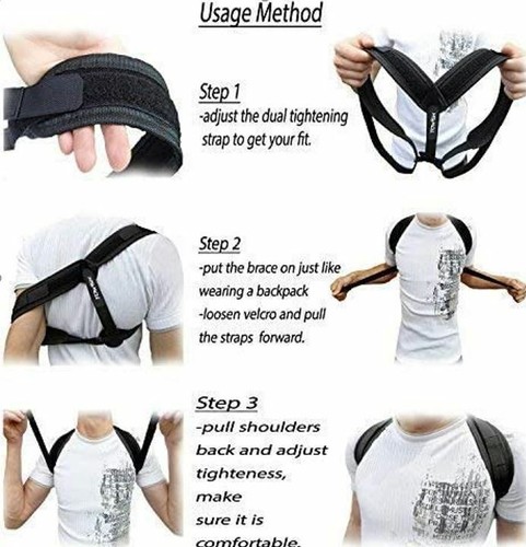 Vokka Posture FIX Corrector SHOULDER STRAP Women Spine Back Support SIZE Medium - Picture 2 of 3
