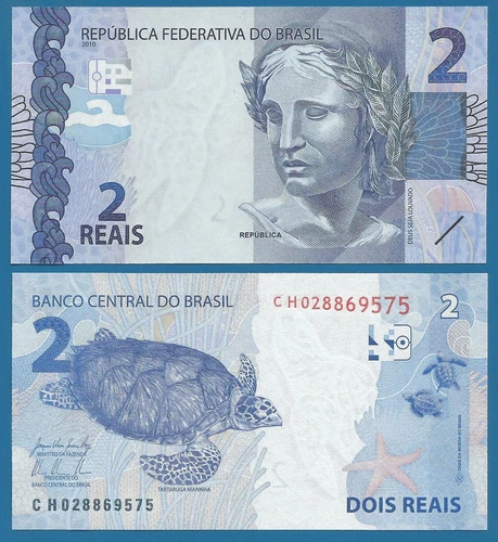 Brazil 2 Reais P 252b 2010 UNC Sign Levi Tombini  ( P 252 b ) - product listing photo