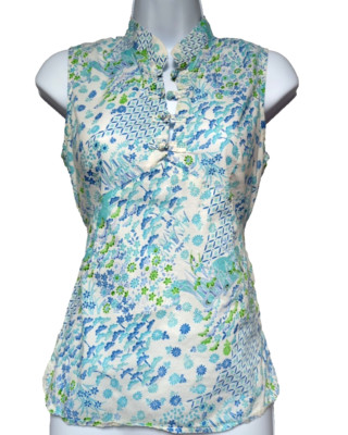 Vintage Y2K Forever 21 Babydoll Top Floral Print Tie Back Size M Made in USA