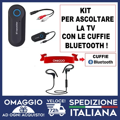 Trasmettitore bluetooth per TV e SOUNDBAR in OMAGGIO cuffie bluetooth ARCO 🇮🇹