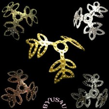 BEAD CAP TEXTURED FILIGREE LEAF 12mm CHOICE OF PLATING COLOR 50pc