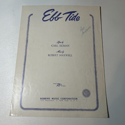 Ebb Tide Vintage Sheet Music 1953 Carl Sigman Robert Maxwell Robbins Music