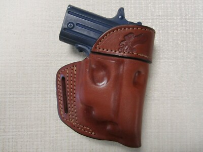 Fits SIG P238 WITH CRIMSON TRACE LASER, BROWN LEATHER, OWB  HOLSTER, RIGHT HAND