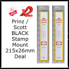 44 Prinz/Scott Stamp Mounts BLACK Strips 215mm x 26mm US Self Adhesive 2 Packs