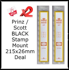 44 Prinz/Scott Stamp Mounts BLACK Strips 215mm x 26mm US Self Adhesive 2 Packs